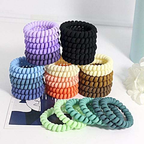 Minimalist Frosted Telephone Cord Hair Ties Elastic Silicone Spiral Non Marking Hair Bands For Women Daily Hair Accessories