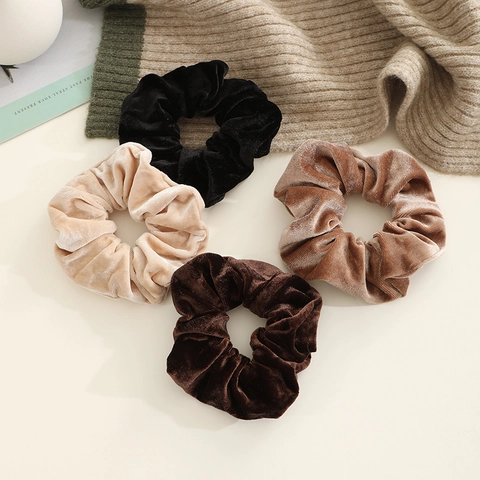 Chouchous en Velours Vintage Français Surdimensionnés pour Femmes Grands Élastiques à Cheveux Doux Accessoires de Coiffure Élégants Automne Hiver