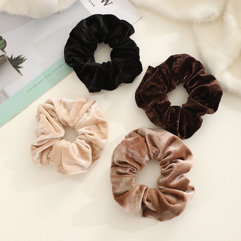 Chouchous en Velours Vintage Français Surdimensionnés pour Femmes Grands Élastiques à Cheveux Doux Accessoires de Coiffure Élégants Automne Hiver