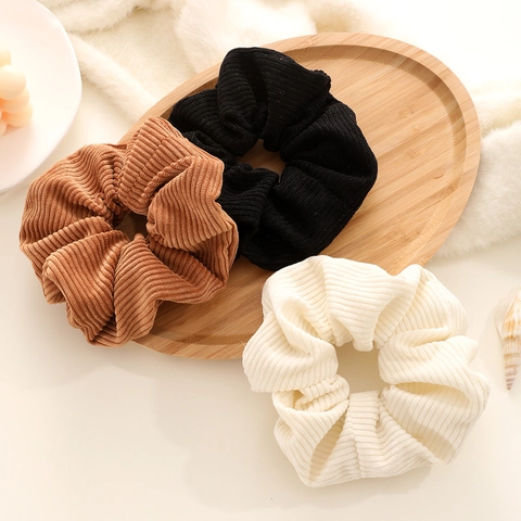 Coleteros de Pana Extragrandes para Mujer Lazos Grandes para el Cabello de Color Sólido Gomas Elásticas Accesorios Retro Hechos a Mano