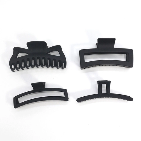 Pinzas Grandes para el Cabello Color Negro Mate para Mujer Pinzas de Tiburón Antideslizantes Minimalistas Accesorios para el Cabello Rectangulares de Mariposa