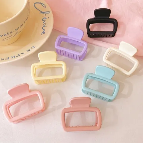 Minimalist Frosted Square Hair Claw Clip For Women Small Rectangular Matte Shark Clip Elegant Hair Accessory Hair Styling