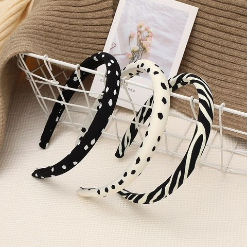 Cerchietto in Spugna Vintage con Motivo Zebra e Pois per Donna Moda Fascia per Capelli Imbottita in Tessuto Cerchietto Antiscivolo Accessorio Quotidiano