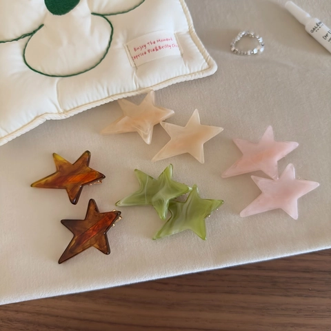 Acetate Star Hair Clip Irregular Pentagram Side Clip Summer Fresh Marble Pattern Sweet Hairpins For Women Girls Hair Accessories