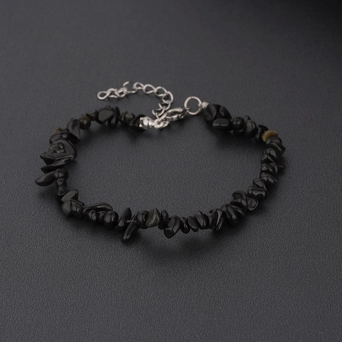 Natural Crystal Chip Stone Bracelet For Women Handmade Irregular Healing Stones Stainless Steel Adjustable Minimalist Jewelry