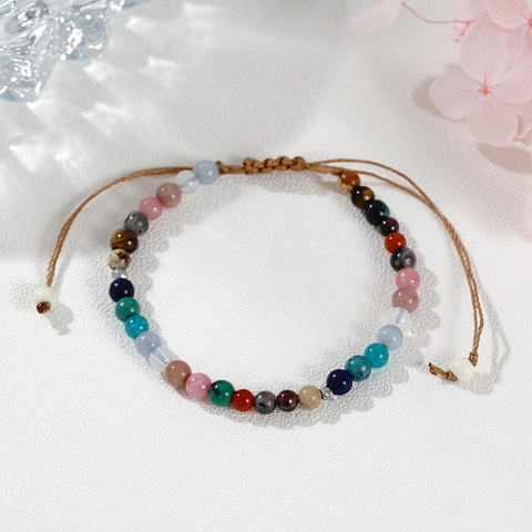 Böhmisches Vintage Mehrfarbiges Naturstein Perlenarmband Handgewebtes Verstellbares Kordelarmband Ethnischer Schmuck Für Unisex