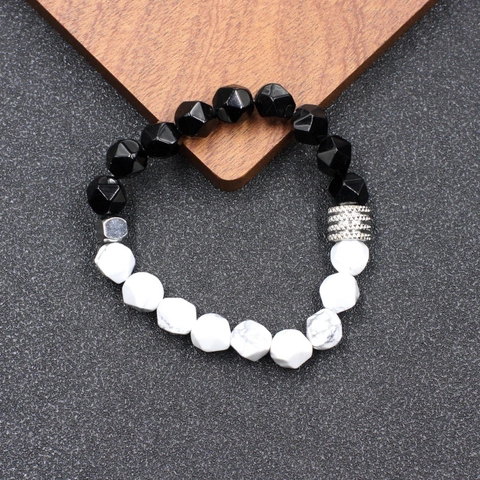 Natural Stone Beaded Bracelet Stainless Steel Faceted Tiger Eye Agate Elastic Strand Fashion Jewelry For Men Women