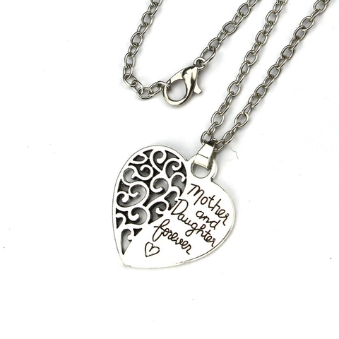 Halskette Aus Legierung Mit Herzanhänger Mother And Daughter Forever Gravur Hohl Schmuck Muttertagsgeschenk Für Damen Silberton