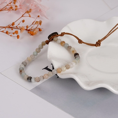 Bohemian Naturstein Perlen Armband Handgewebt Wachsfaden Verstellbar Ethnisch Vintage Stil Schmuck Für Damen