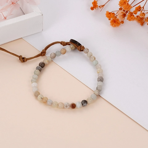Bohemian Naturstein Perlen Armband Handgewebt Wachsfaden Verstellbar Ethnisch Vintage Stil Schmuck Für Damen
