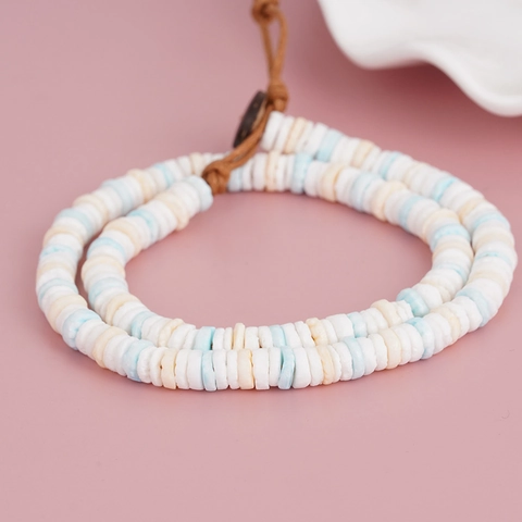 Boho Handgefertigte Muschel Heishi Perlen Mehrlagige Armband Halskette Natur Kokosnussschale Scheibe Perlen Retro Ethnisch Schmuck Für Damen Herren Urlaub