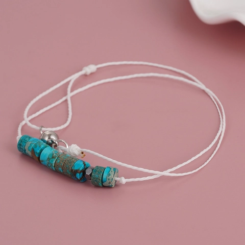 Collana di Grani di Abaco in Pietra Naturale Fatta a Mano Retrò Con Chiusura Magnetica per Coppie Gioielli Cordino Intrecciato