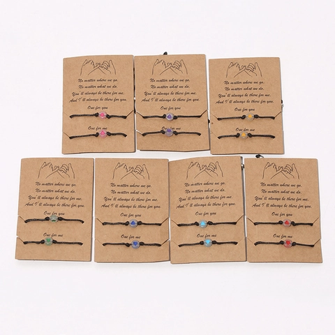 Leuchtendes Herz Handgemacht Gewebt Kordel Armbänder Mit Pinky Swear Karte Für Paare Beste Freunde Verstellbar Freundschaft Schmuck Geschenk