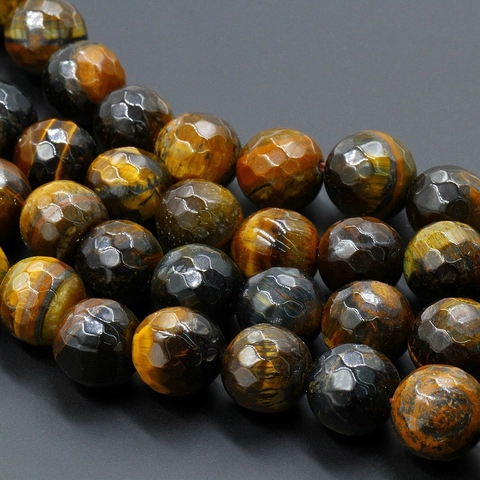 Gefacetteerde Natuurlijke Tijgeroog Steen Losse Kralen Voor DIY Sieraden Maken Streng Ronde Edelsteen Kralen Accessoire Voor Armbanden