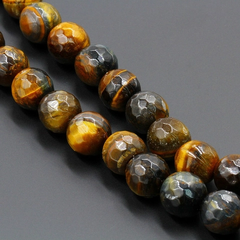 Gefacetteerde Natuurlijke Tijgeroog Steen Losse Kralen Voor DIY Sieraden Maken Streng Ronde Edelsteen Kralen Accessoire Voor Armbanden