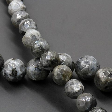 Faceted Labradorite Natural Stone Round Beads Black Flash Gray Loose Beads Strand For DIY Jewelry Making Accessories