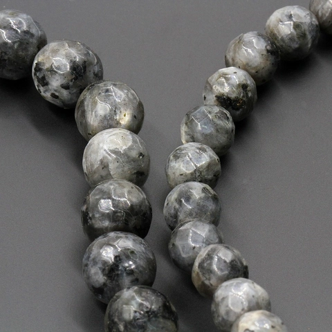Faceted Labradorite Natural Stone Round Beads Black Flash Gray Loose Beads Strand For DIY Jewelry Making Accessories