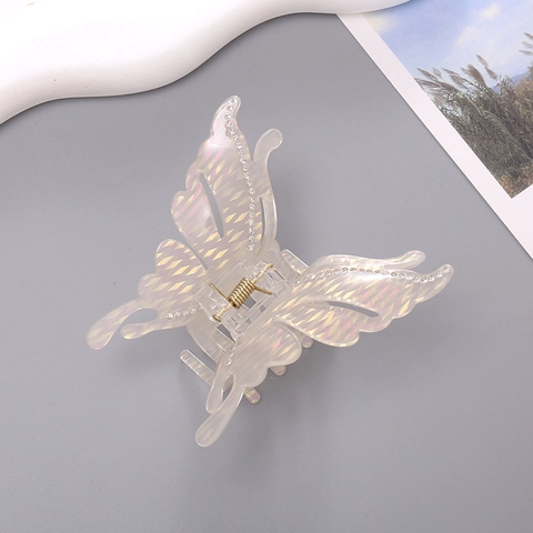 Luxuriöse Irisierende Acetat Schmetterling Haarklammer Mit Strass Große Holografische Meerjungfrau Haarklammer Für Damen