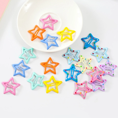 Cute Star Flower Water Drop Hair Clips For Girls Candy Color BB Clips Mini Hair Claw Lacquer Kids Sweet Hair Accessories