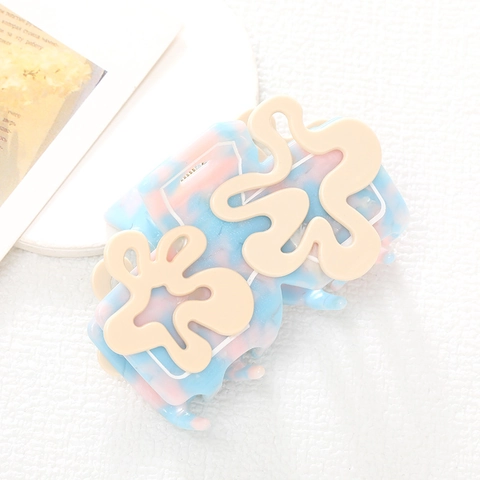 Pinza para el Cabello de Acetato para Mujer Matisse Flor Geométrico Contraste de Color Mármol Clip Tiburón Accesorios para el Pelo