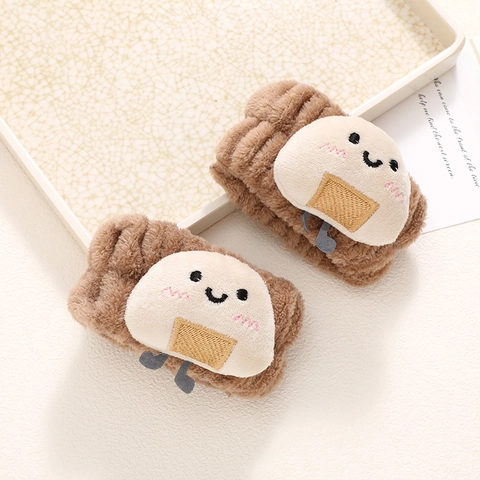 Muñequeras de Lavado de Cara de Terciopelo de Coral Suave Dibujos Animados Lindo Pan Bola de Arroz Felpa Banda Absorbente Para Mujeres Niños Accesorio de Baño