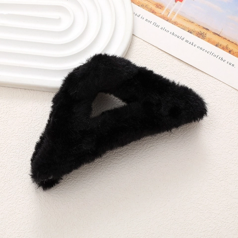 Grande Pinza per Capelli in Peluche a Triangolo Geometrico Elegante Accessorio per Capelli Autunno Inverno per Donna