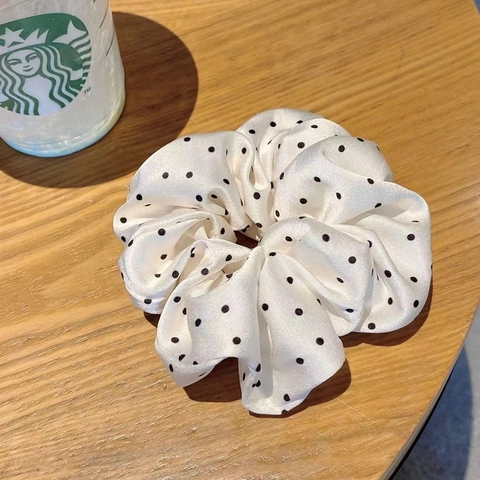 Eleganti Scrunchie in Raso a Pois per Donna Stile Coreano Minimalista Grandi Elastici per Capelli Accessori per Capelli Fatti a Mano Dolce