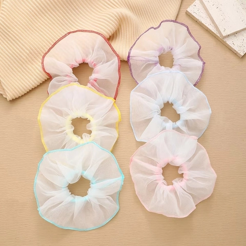 Frische Organza Netz Haargummis Für Damen Süße Gerüschte Große Haarbänder Mit Schleife Dekorative Haar Accessoires Für Den Alltag