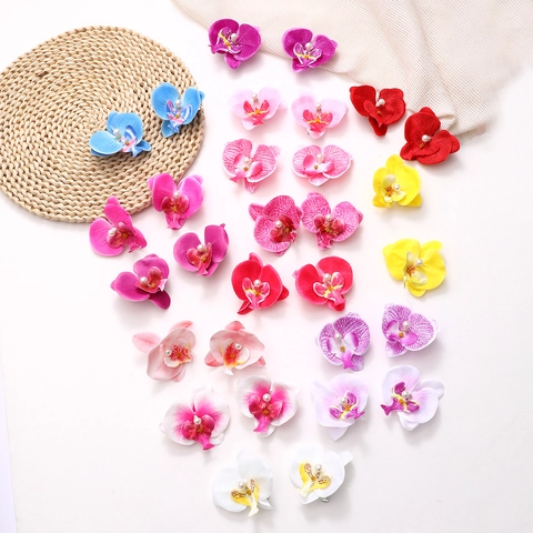 Dolci Mollette per Capelli con Fiori di Orchidea a Farfalla Fatti a Mano in Resina con Perle Artificiali Forcine Floreali per Donna Vacanza Copricapo Estetico