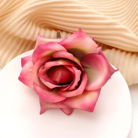 Franse Vintage Kunstmatige Roos Bloem Haarclip Elegante Roze Paars Gradiënt Stof Floral Eendenbek Clip Vrouwen Haaraccessoires
