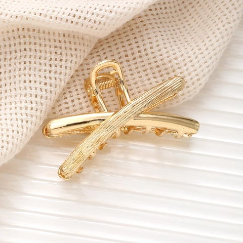 Minimalistischer X-Form Haarclip Aus Metall Für Damen Hochwertige Legierung Gebürstete Textur Schleife Haarkralle Mode Haarschmuck