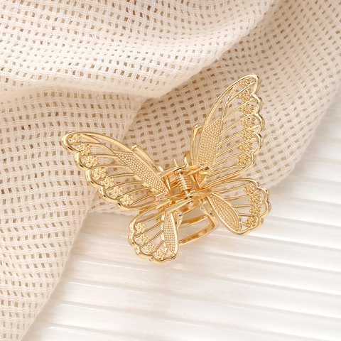 Eleganter Haarklammer Aus Legierung Mit Hohlem Schmetterling Und Strass Vintage Metall Shark Haarspange Für Damen Französischer Stil Haarschmuck