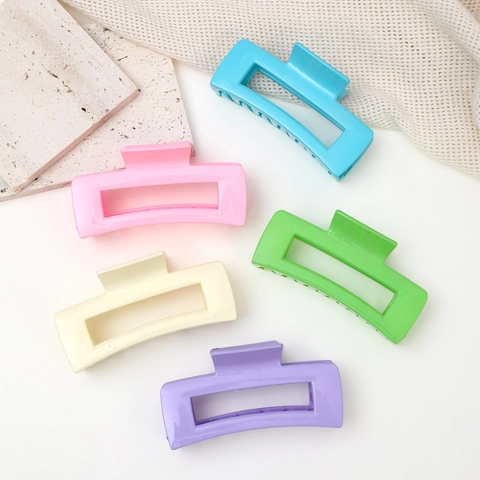 Pinza para el Cabello Grande Cuadrada Rectangular Textura Mate Color Caramelo para Mujer Accesorio de Peinado Diario
