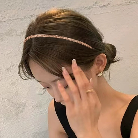 Cerchietto Sottile in Strass Minimalista di Lusso per Donna Fascia per Capelli in Cristallo Sfumato Elegante Accessorio per Capelli per Festa