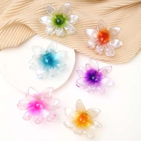 Elegante Plumeria Bloem Haarklem Gradiënt Hars Grote Hawaiiaanse Strandvakantie Shark Clip Voor Dames Haaraccessoires