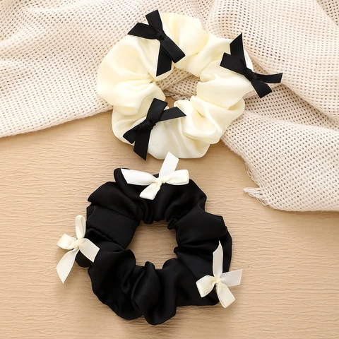 Vintage Σατέν Scrunchies Με Φιόγκο Μεγάλα Λαστιχάκια Μαλλιών Κομψό Γλυκό Αξεσουάρ Μαλλιών για Γυναίκες Καθημερινό Πάρτι