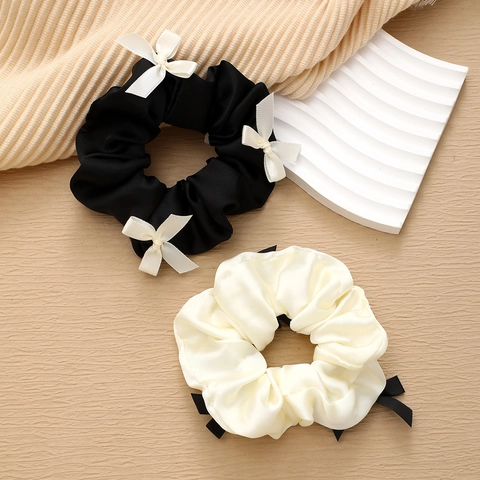 Vintage Σατέν Scrunchies Με Φιόγκο Μεγάλα Λαστιχάκια Μαλλιών Κομψό Γλυκό Αξεσουάρ Μαλλιών για Γυναίκες Καθημερινό Πάρτι