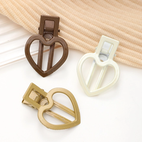 Maillard Stil Herz Hohl Legierung Haarklammer Set Gold Braun Weiß Entenschnabel Seitenklammer Damen Haarschmuck