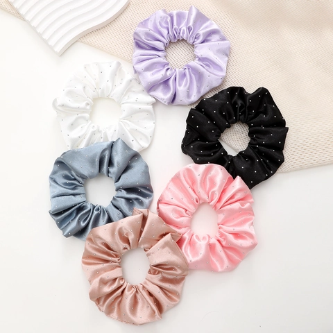 Franse Stijl Satijnen Stof Strass Scrunchie Glinsterende Elegante Grote Elastische Haarband Voor Vrouwen Dagelijkse Accessoires
