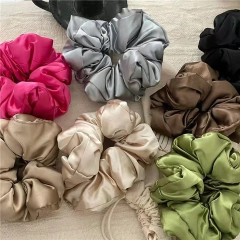Coletero de Satén Acolchado de Gran Tamaño Lazo para el Cabello Grande de Color Sólido para Mujer Accesorios para el Cabello Diarios