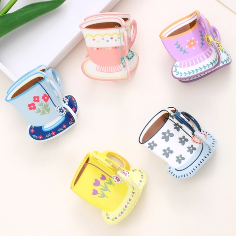 Creative Coffee Cup Acrylic Hair Claw Clip Cute Mini Small Tea Cup Hair Clip Flower Heart Pattern Sweet Hair Accessory For Women Girls