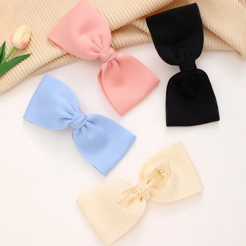 Large Oversized Fabric Bow Hair Clip Sweet French Style Solid Color Duckbill Clip For Women Girls Hair Accessories