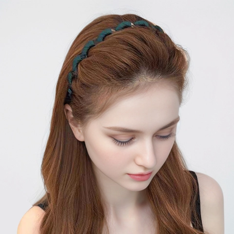 Cerchietto Antiscivolo Ondulato da Donna Con Denti Design a Cima Cranica Alta Avvolto in Tessuto Plastica Accessorio per Capelli per Lavaggio Viso Uso Quotidiano