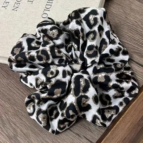 Vintage Leopardenmuster Haargummi Satin Stoff Hohe Elastizität Große Haarbänder Für Damen Täglich Party Haarschmuck
