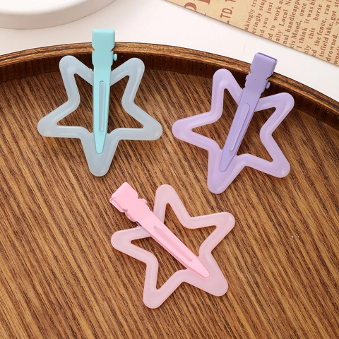 Set di Fermagli per Capelli a Stella Colore Gelatina Dolce Macaron in Resina a Becco d'Anatra Mollette a Stella Gioielli per Capelli