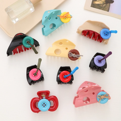 Kreative Haarspange Im Käse-Knopf-Design Süße Shark-Clip Ponytail-Halter Süßer Kopfschmuck Für Damen Mädchen