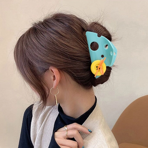 Kreative Haarspange Im Käse-Knopf-Design Süße Shark-Clip Ponytail-Halter Süßer Kopfschmuck Für Damen Mädchen