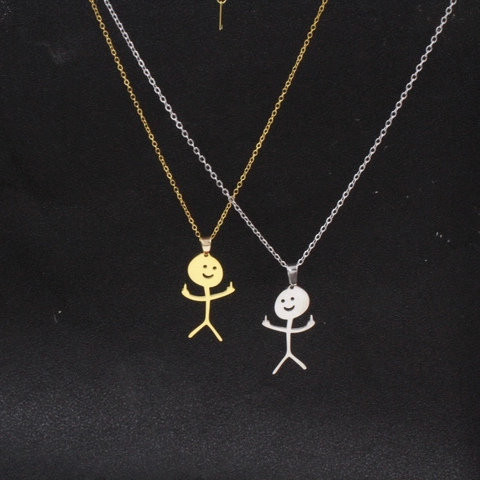Collana con Ciondolo a Forma di Omino con Dito Medio Divertente in Acciaio Inossidabile Gioielli Unisex Regalo Accessorio Quotidiano