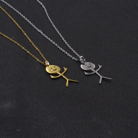 Collana con Ciondolo a Forma di Omino con Dito Medio Divertente in Acciaio Inossidabile Gioielli Unisex Regalo Accessorio Quotidiano