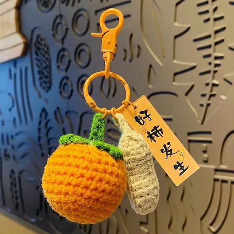 Portachiavi Frutta All'uncinetto Fatto a Mano Peluche Fragola Ciondolo Accessorio Per Borse Donna Carino Lavorato a Maglia